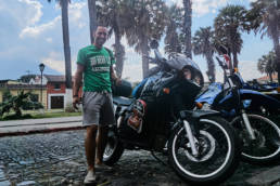 Dirk Hoffmann and his Triumph Tiger in Antigua