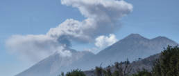 Volcan de Fuego smoking and Volcan Acatenango